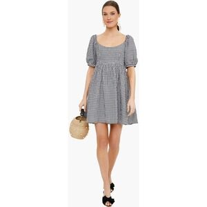 POMANDER PLACE Tuckernuck  Aibigail Gingham Puff Sleeve Dress Black White Size S